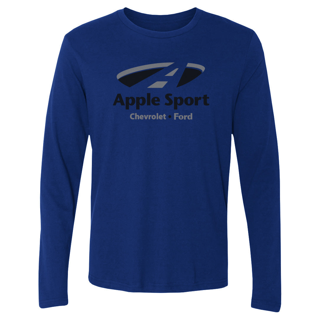 Adult Long Sleeve Tee Apple Sport Chevy/Ford BLK Logo on BLU
