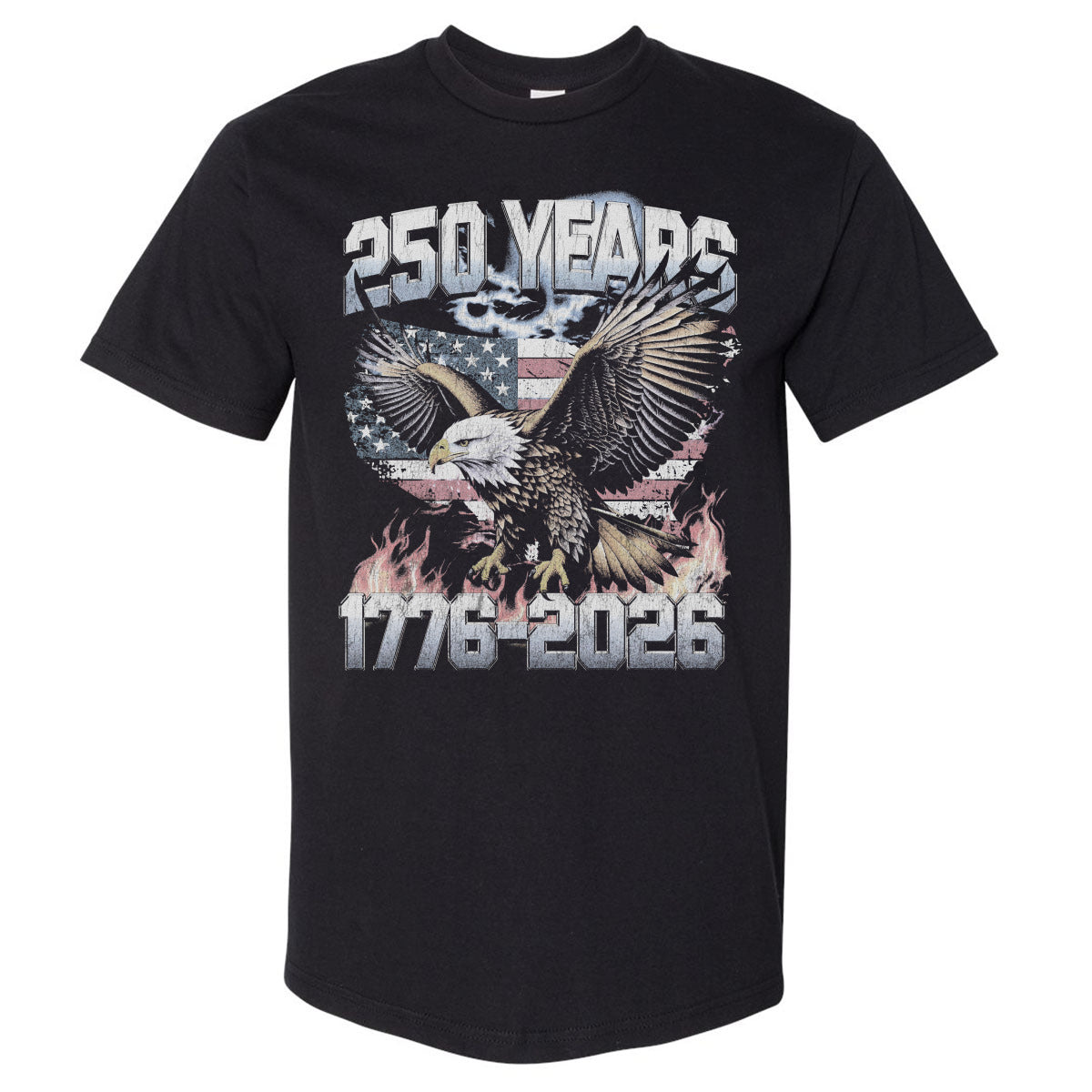 Adult Oversized Tee USA America 250 Years Eagle Flag WHT