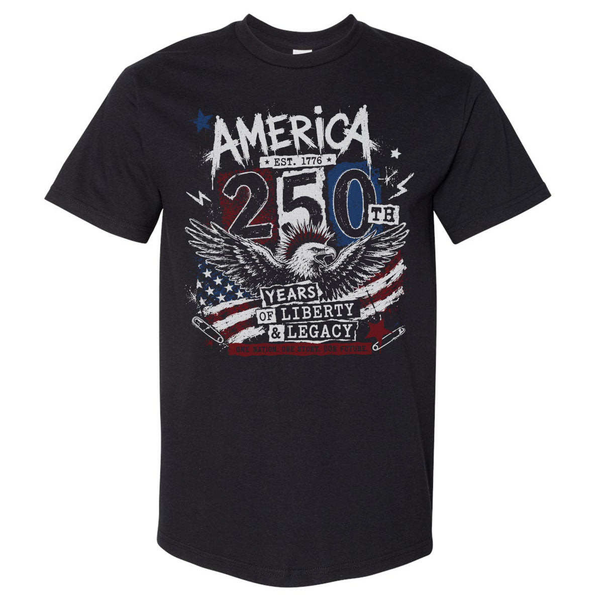 Adult Oversized Tee USA America 250th Anniversary Eagle WHT