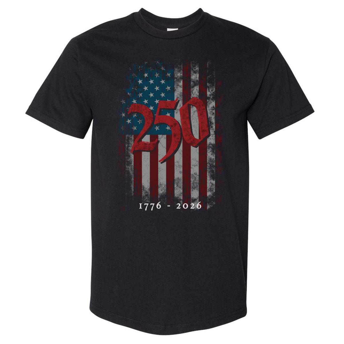 Adult Oversized Tee USA America 250 Years Grunge Flag WHT