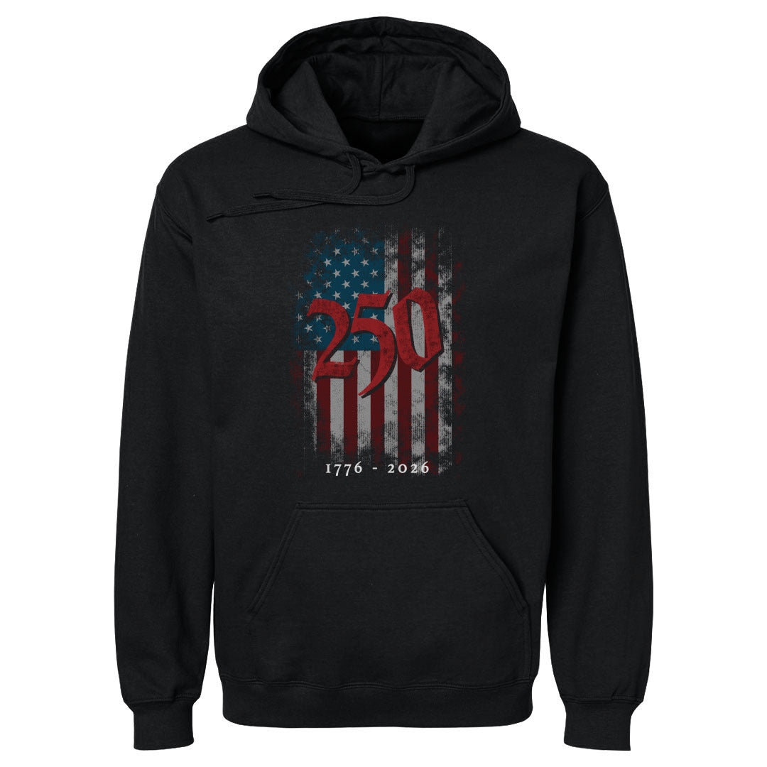 Adult Hoodie USA America 250 Years Grunge Flag WHT