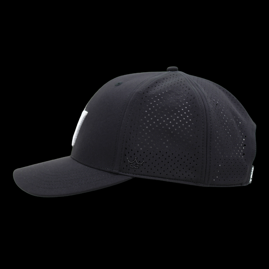 King Series Curved Black Hat w/ White Vandy Logo