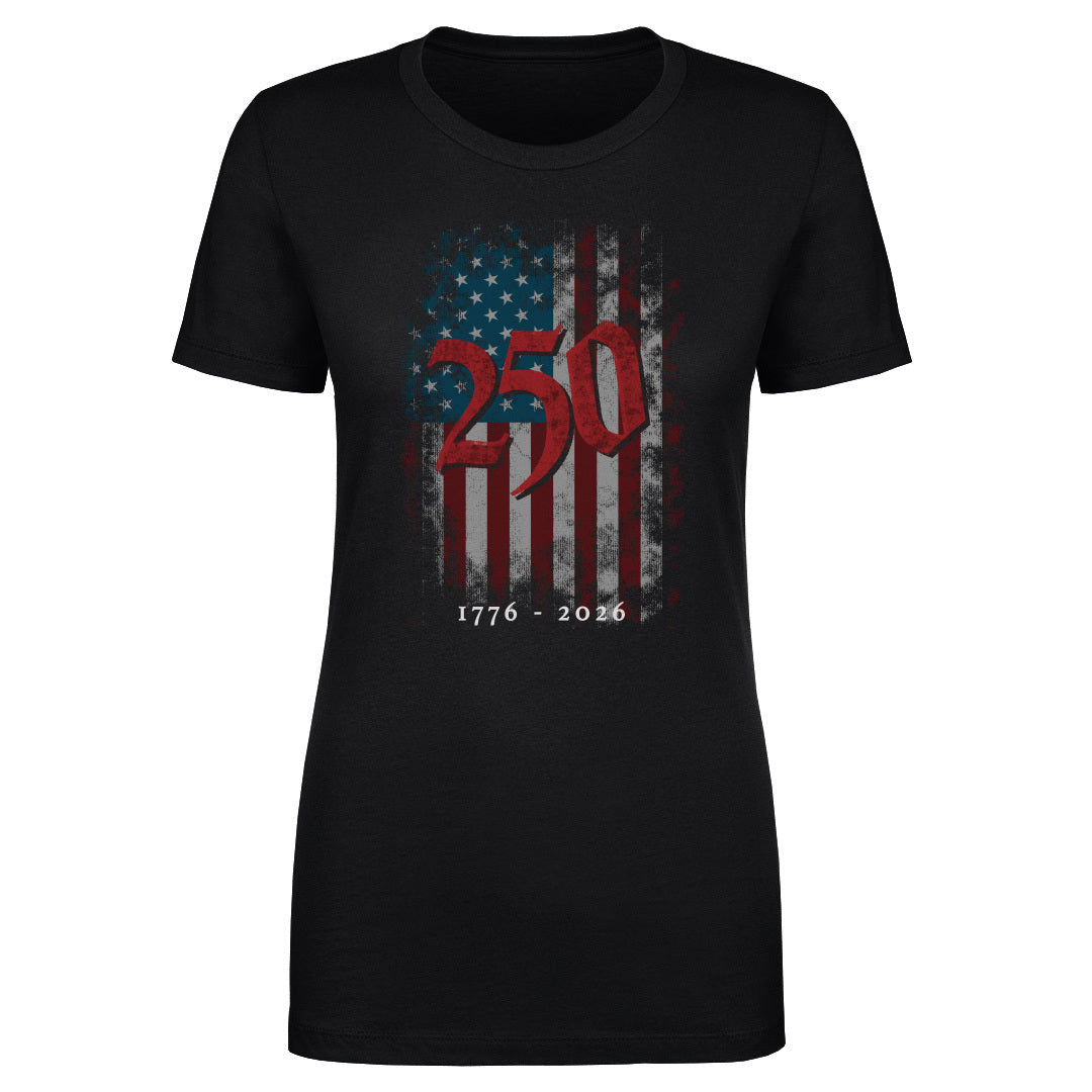Women's Tee USA America 250 Years Grunge Flag WHT