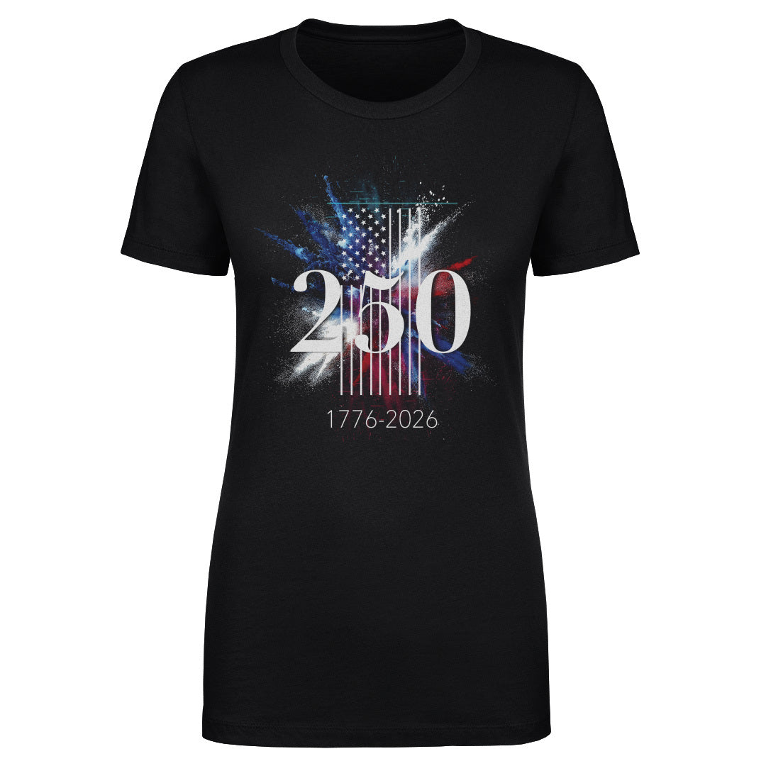 Women's Tee USA America 250 Years Flag Spray WHT