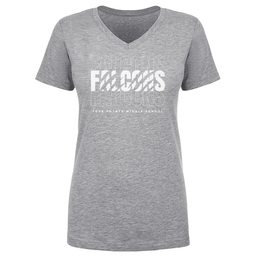 Women's V Neck Four Points Falcons Repeat