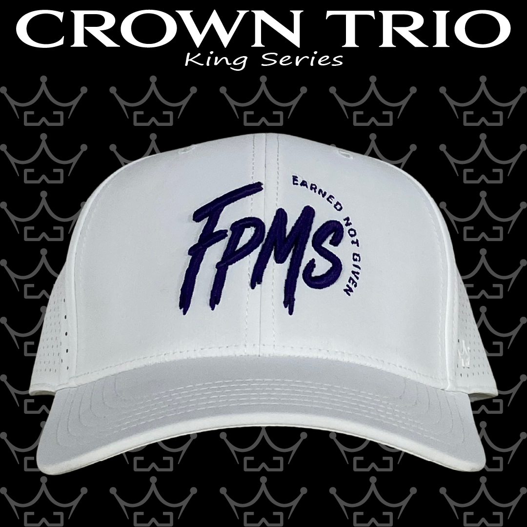 King Series Curved White Hat w/ FPMS Paint Brush Logo