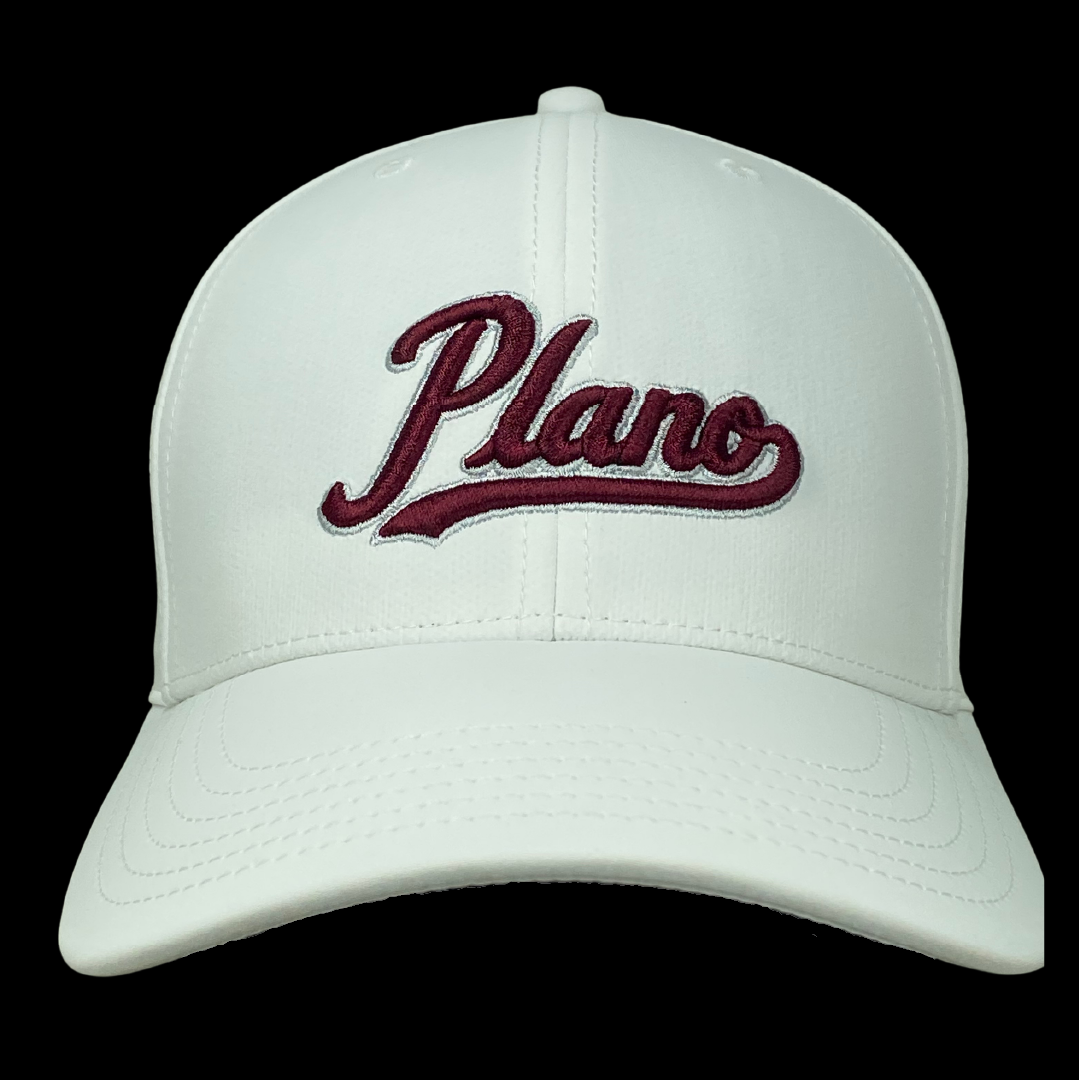 King Series Curved White Hat w/ Plano Maroon