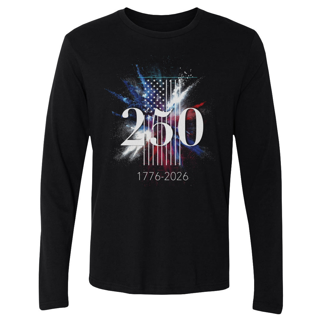 Adult Long Sleeve Tee USA America 250 Years Flag Spray WHT