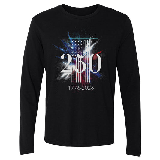 Adult Long Sleeve Tee USA America 250 Years Flag Spray WHT