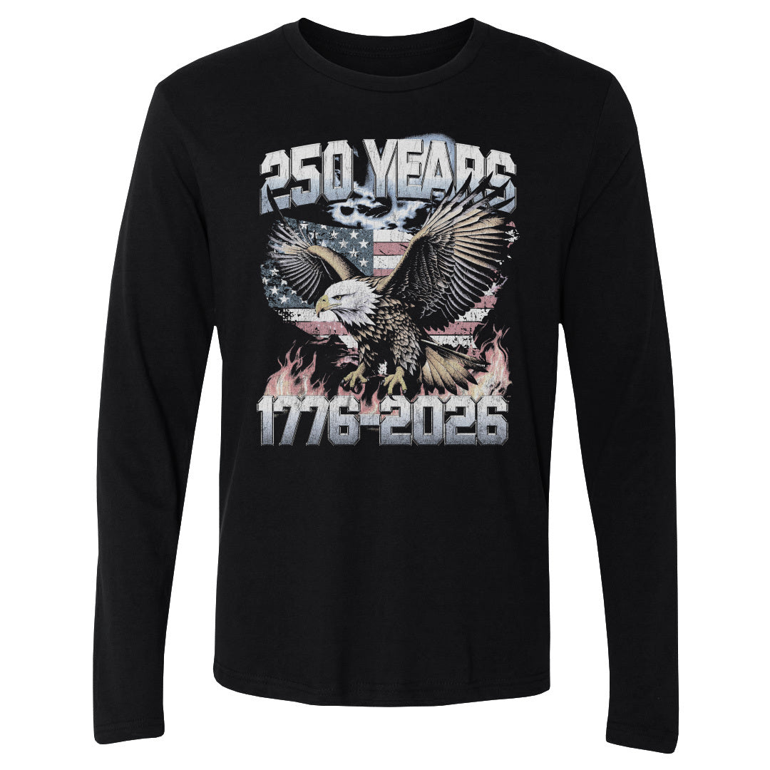 Adult Long Sleeve Tee USA America 250 Years Eagle Flag WHT