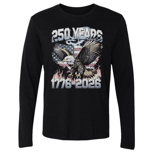 Adult Long Sleeve Tee USA America 250 Years Eagle Flag WHT