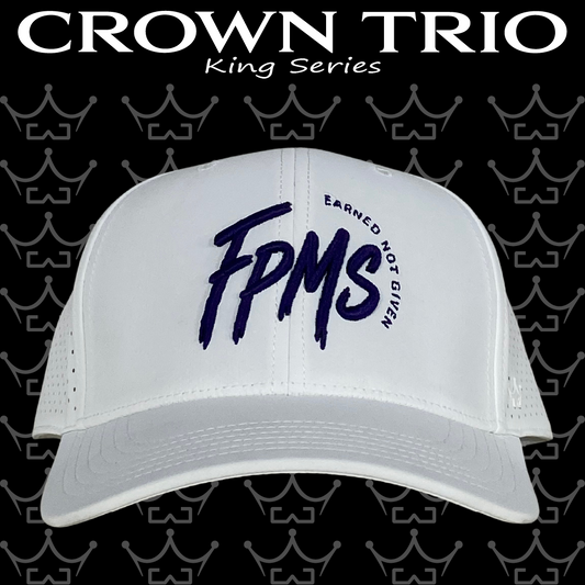 King Series Curved White Hat w/ FPMS Paint Brush Logo