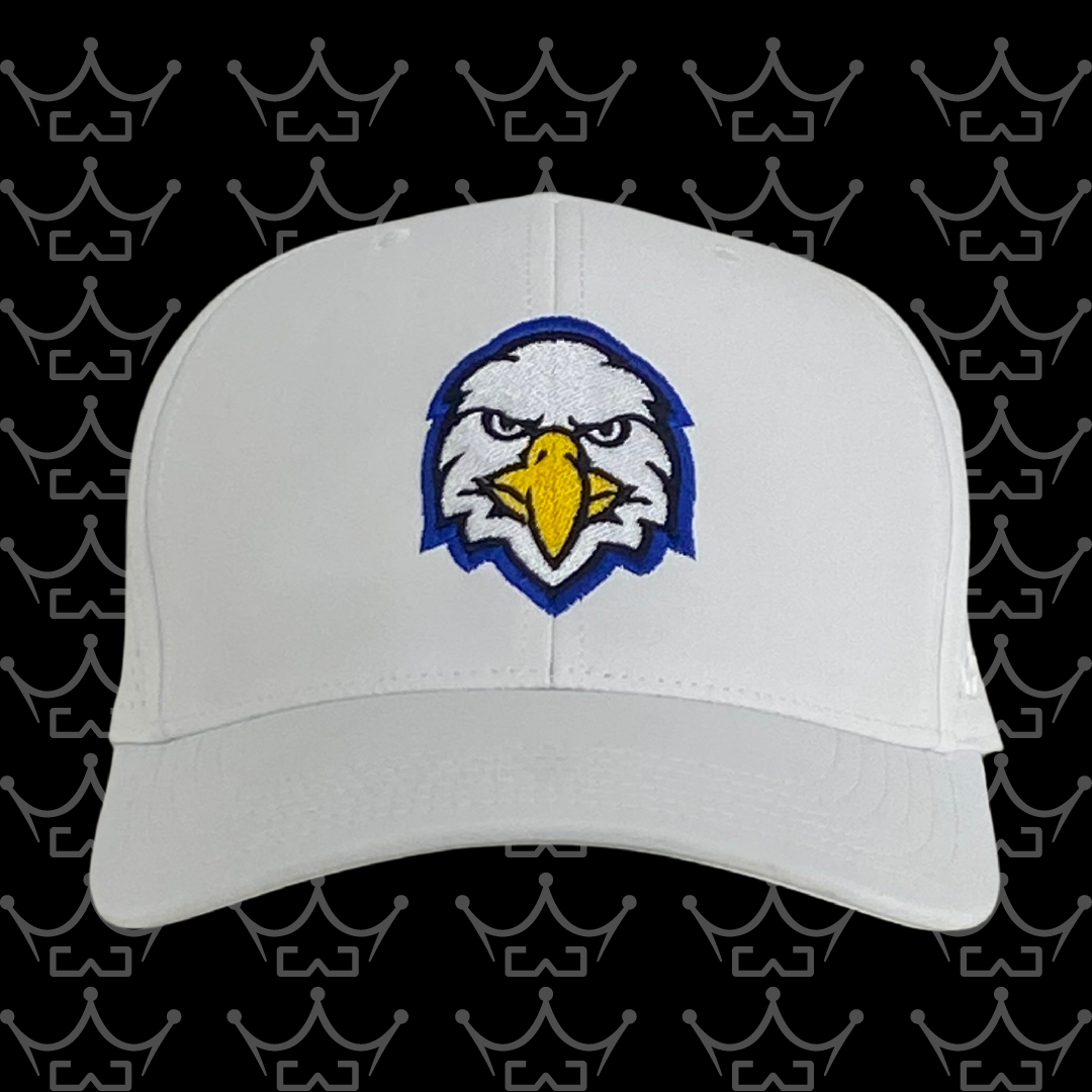 King Series Curved White Hat w/ CRMS Eagle Logo