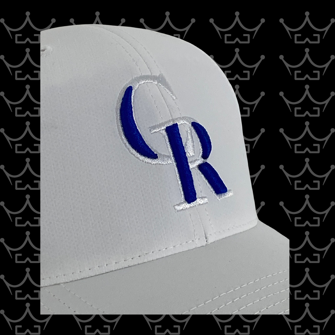 King Series Curved White Hat w/ CRMS CR White Logo