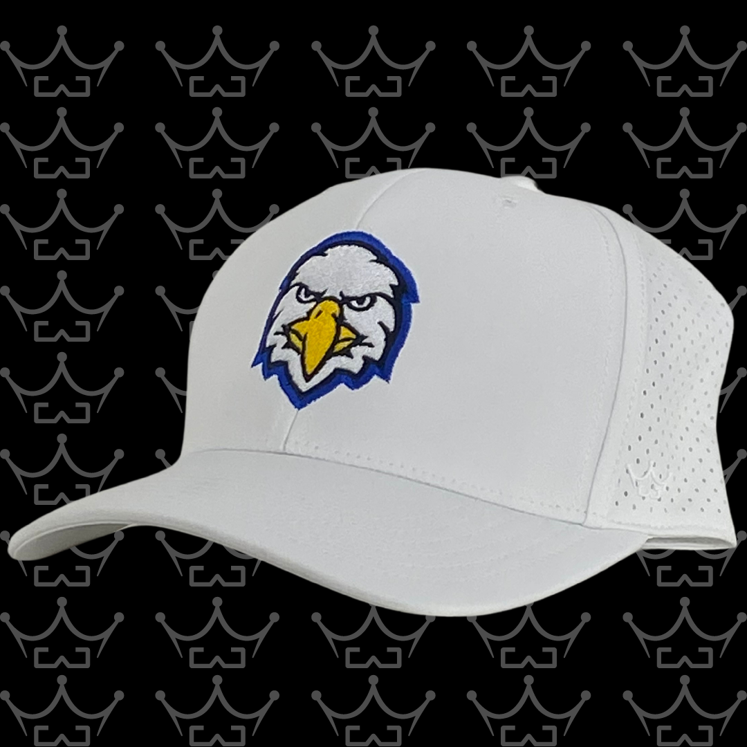 King Series Curved White Hat w/ CRMS Eagle Logo