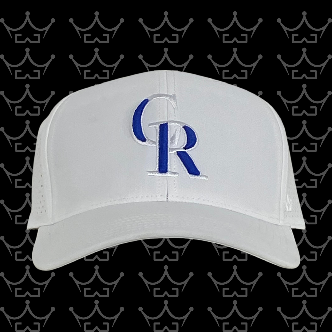 King Series Curved White Hat w/ CRMS CR White Logo