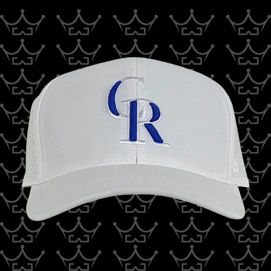 King Series Curved White Hat w/ CRMS CR White Logo
