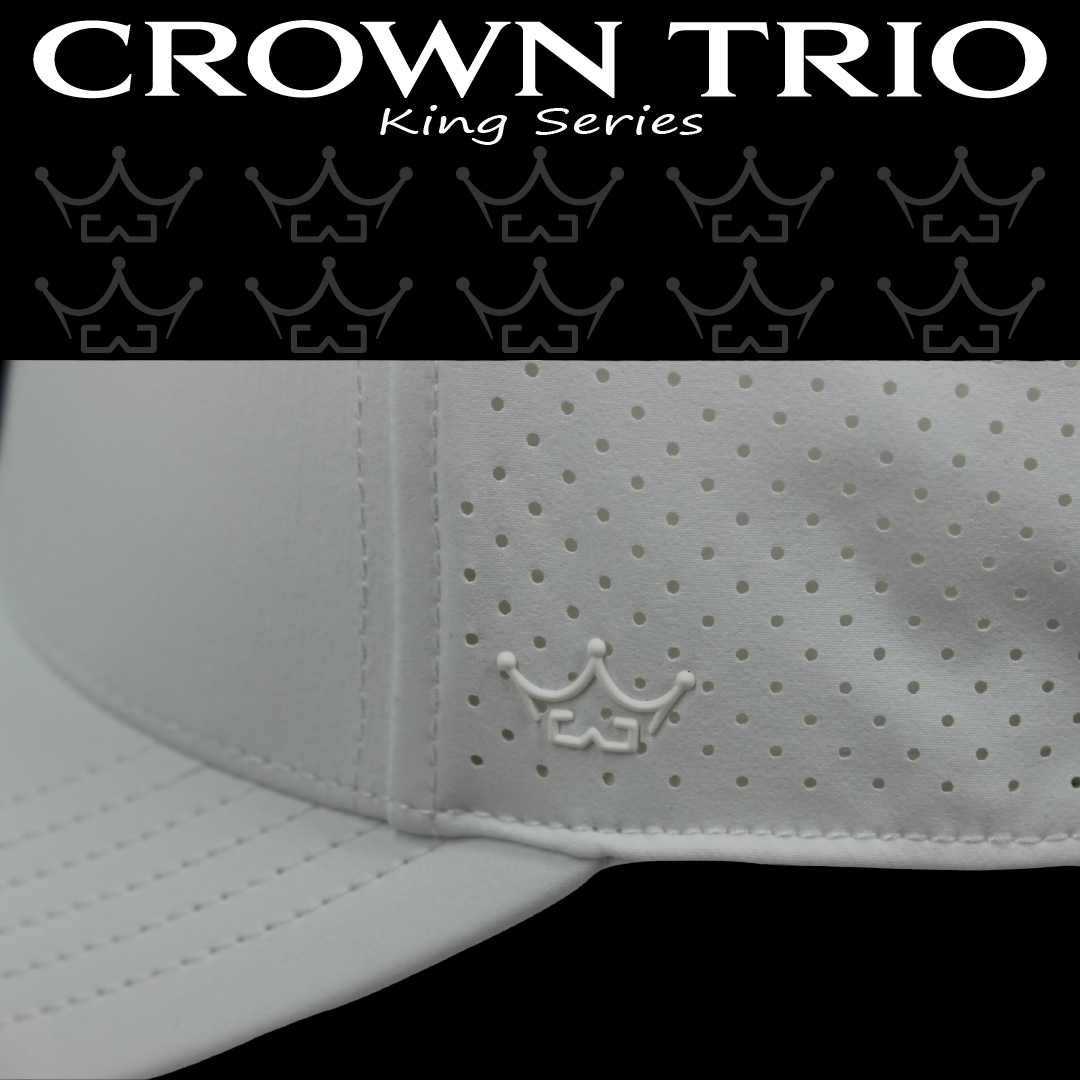 King Series Curved White Hat w/ Vandy White Script Logo