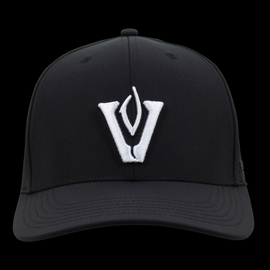 King Series Curved Black Hat w/ White Vandy Logo