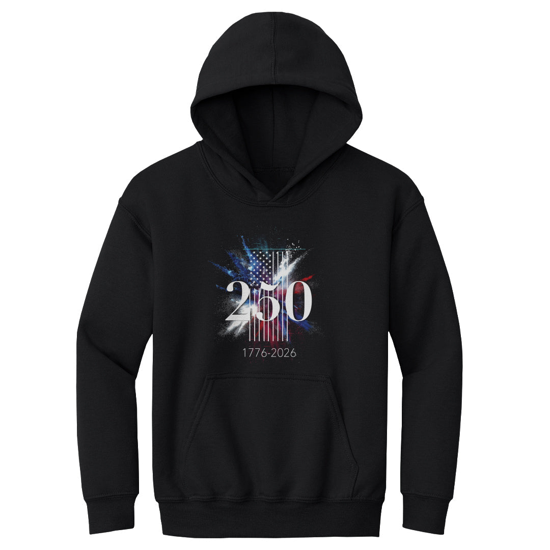 Youth Hoodie USA America 250 Years Flag Spray WHT