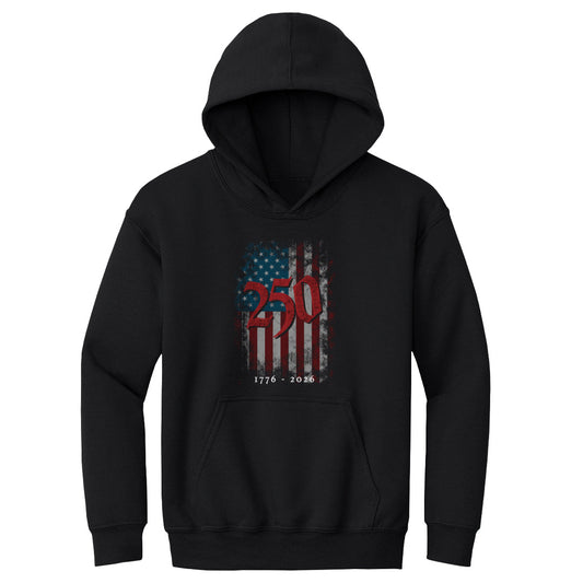 Youth Hoodie USA America 250 Years Grunge Flag WHT