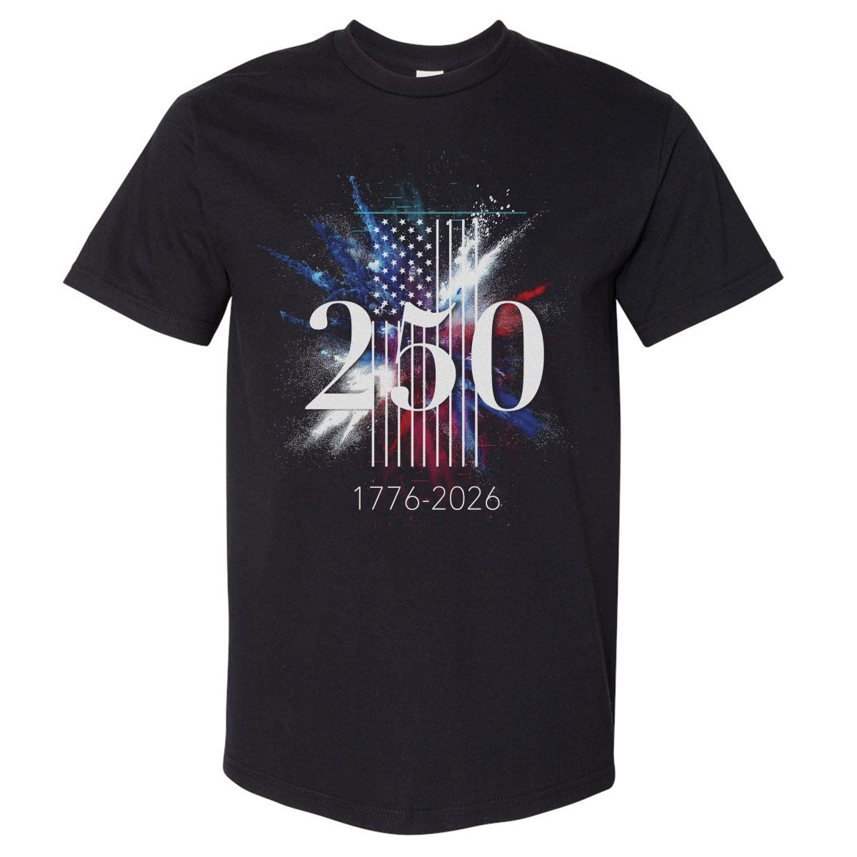 Adult Oversized Tee USA America 250 Years Flag Spray WHT