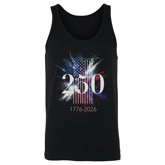 Adult Tank USA America 250 Years Flag Spray WHT