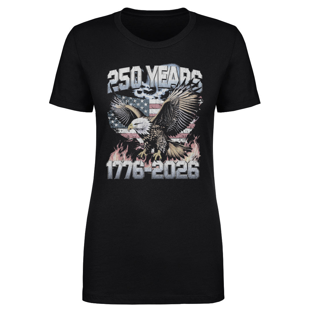 Women's Tee USA America 250 Years Eagle Flag WHT