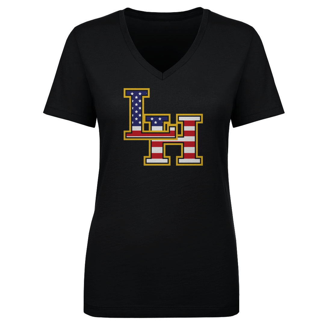 Women's V Neck USA Flag