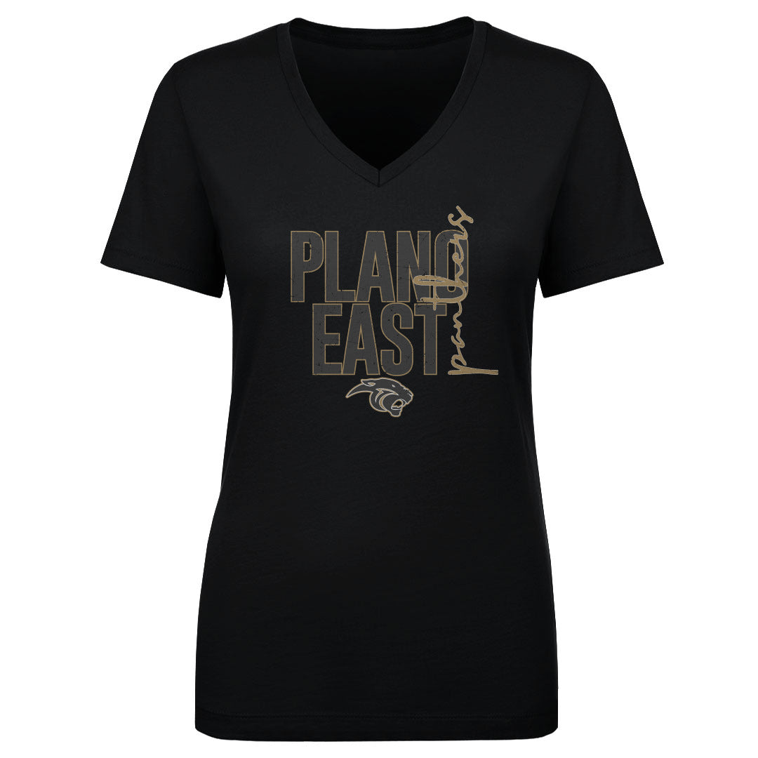 Women's V Neck Plano East Vertical Cursive