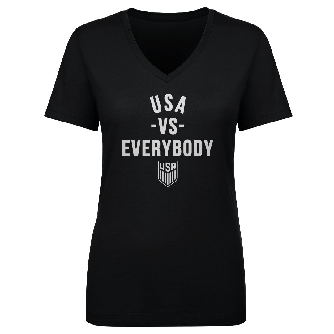 Women's V Neck U.S. Soccer Vs. Everybody WHT