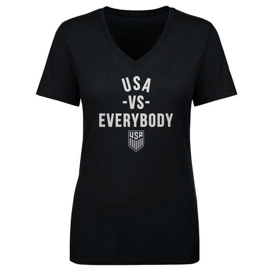 Women's V Neck U.S. Soccer Vs. Everybody WHT