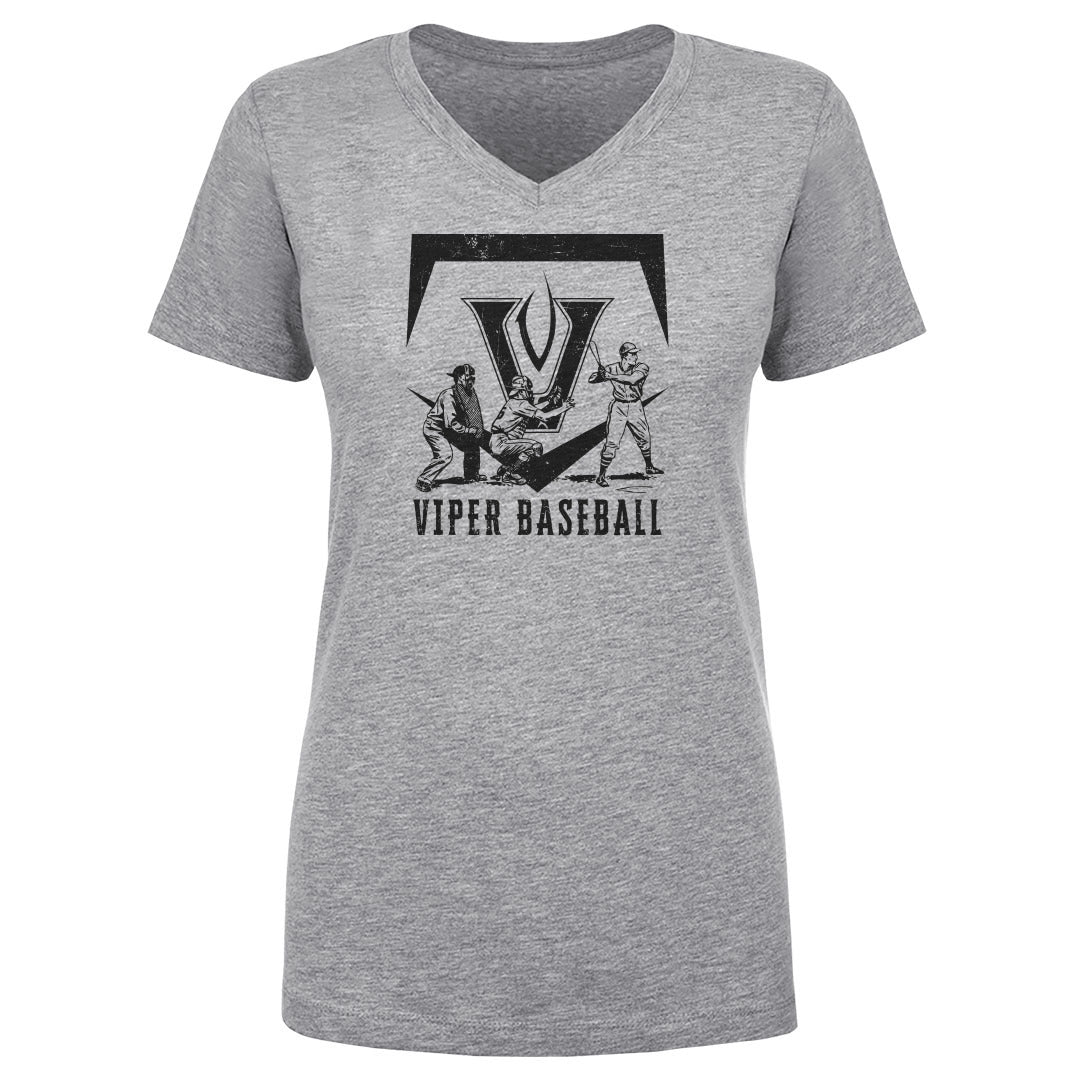 Women's V Neck Old School Baseball