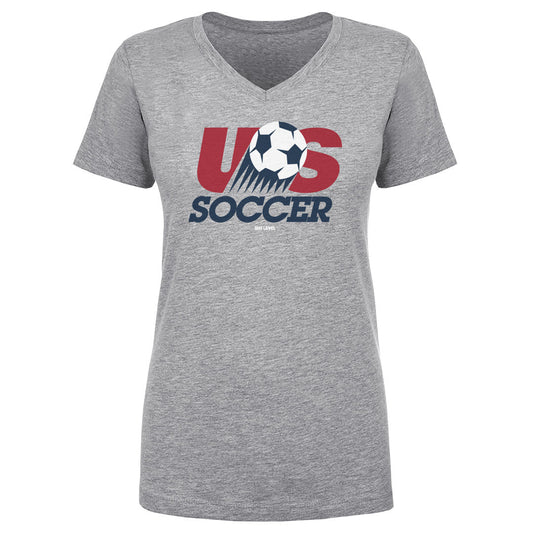 Women's V Neck U.S. Soccer Retro Logo WHT