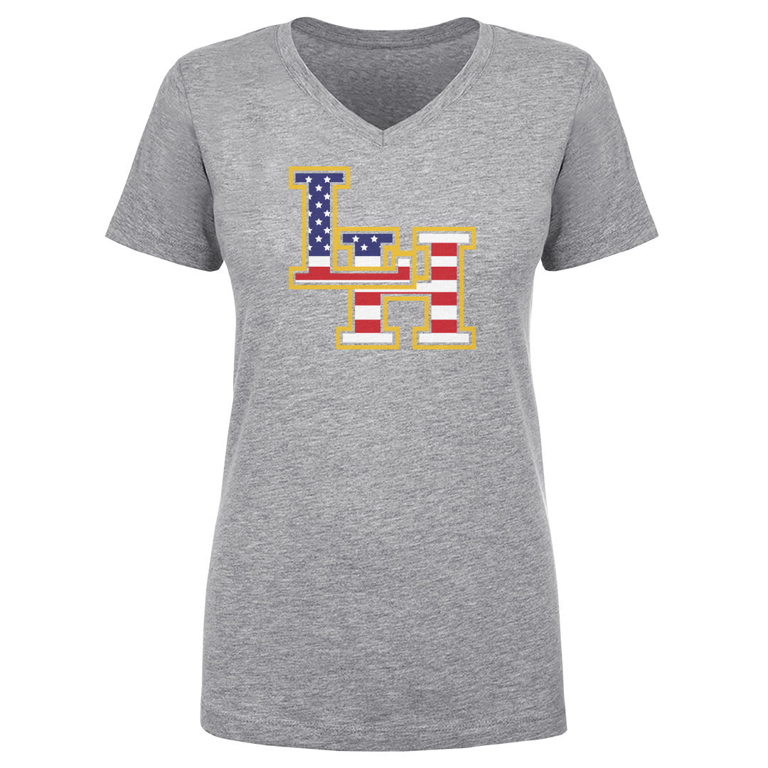 Women's V Neck USA Flag