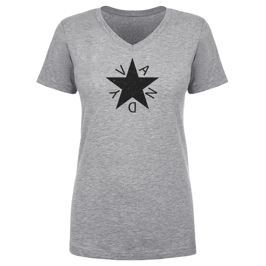 Women's V Neck Vandy Star - On White & Gray