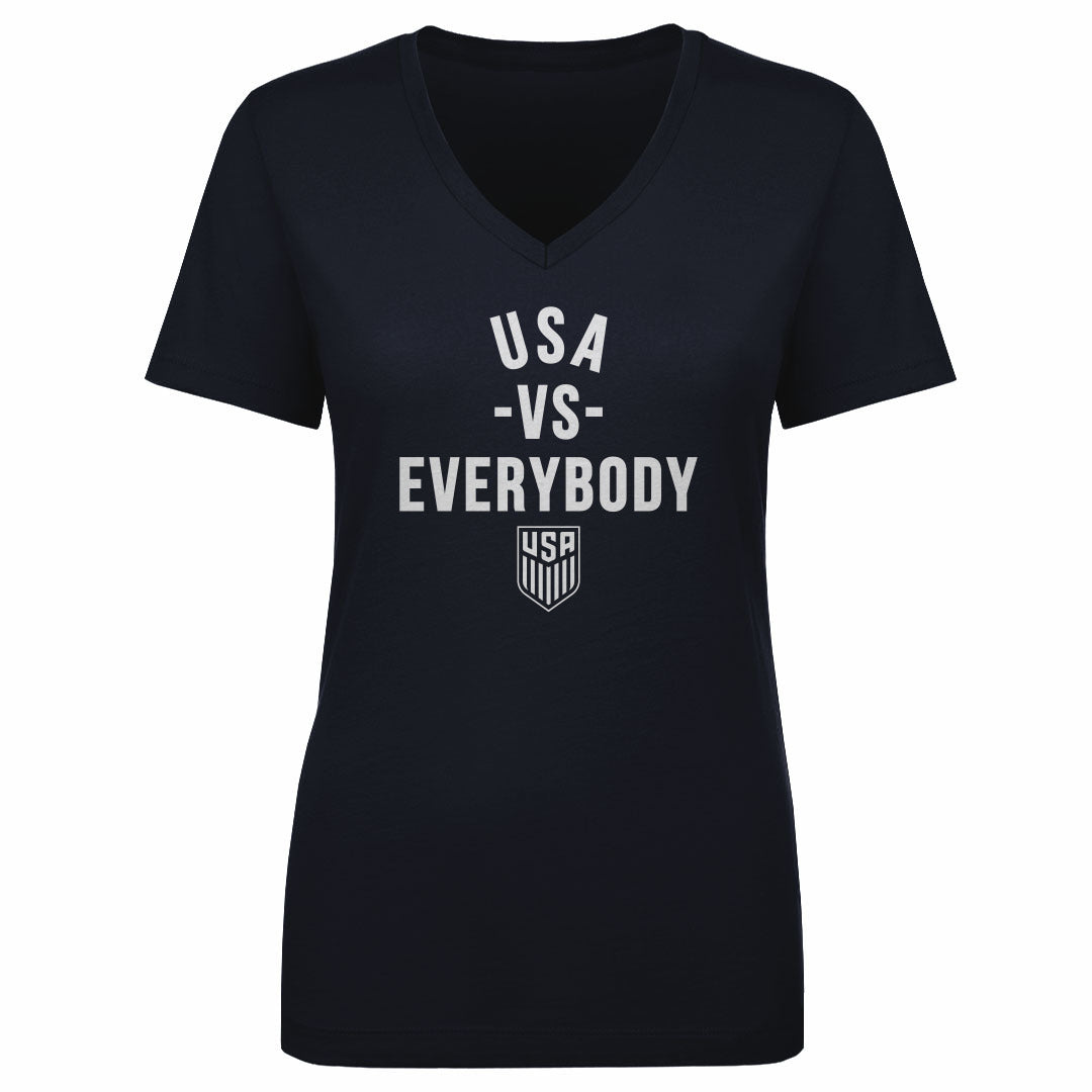 Women's V Neck U.S. Soccer Vs. Everybody WHT