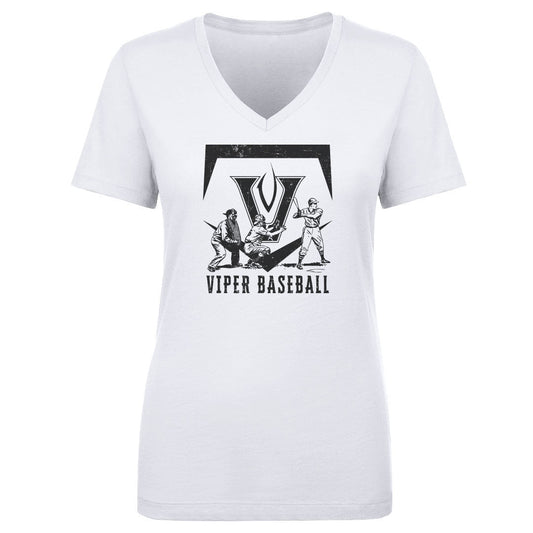 Women's V Neck Old School Baseball