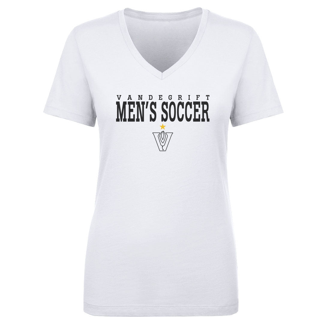 Women's V Neck Gold Star White