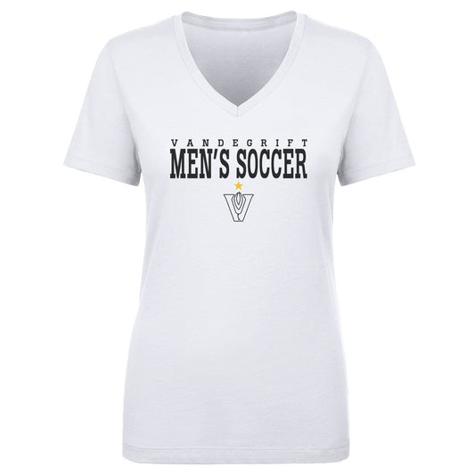 Women's V Neck Gold Star White