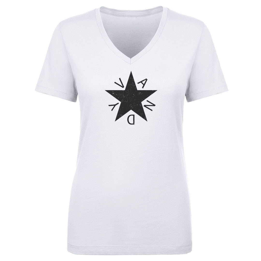 Women's V Neck Vandy Star - On White & Gray