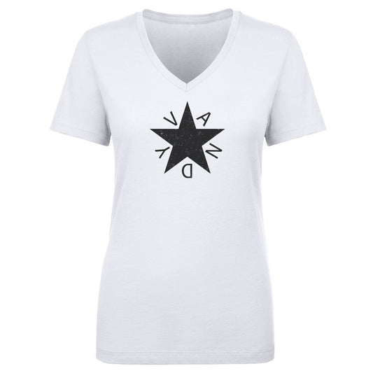 Women's V Neck Vandy Star - On White & Gray